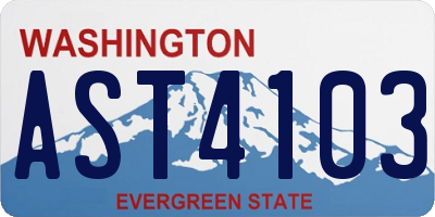 WA license plate AST4103