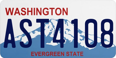 WA license plate AST4108
