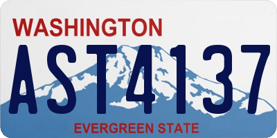 WA license plate AST4137