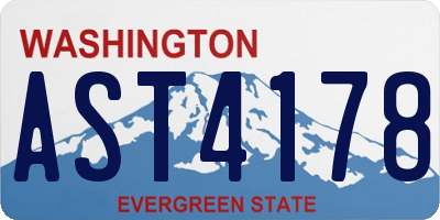 WA license plate AST4178