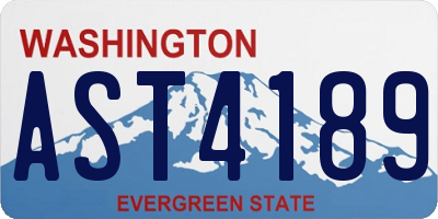 WA license plate AST4189