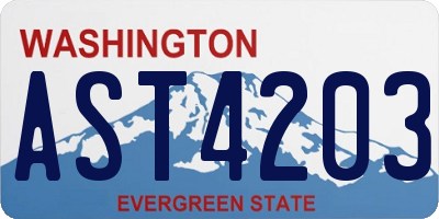 WA license plate AST4203