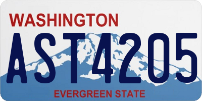 WA license plate AST4205