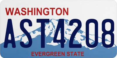 WA license plate AST4208