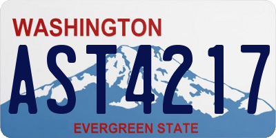 WA license plate AST4217