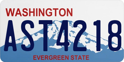 WA license plate AST4218