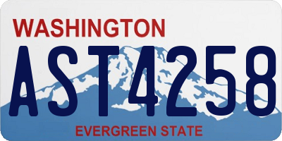 WA license plate AST4258