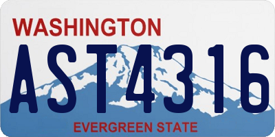 WA license plate AST4316