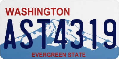 WA license plate AST4319
