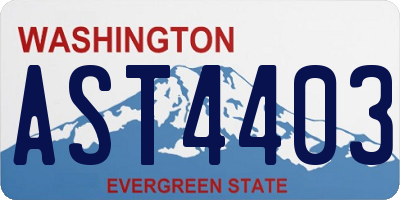 WA license plate AST4403