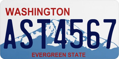 WA license plate AST4567
