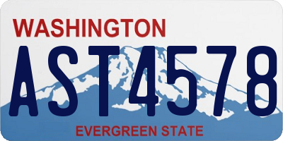 WA license plate AST4578