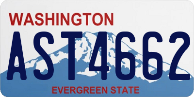 WA license plate AST4662