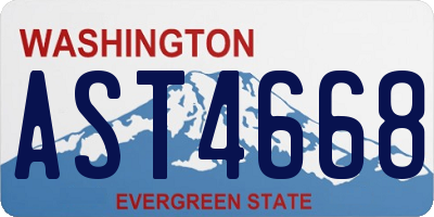 WA license plate AST4668