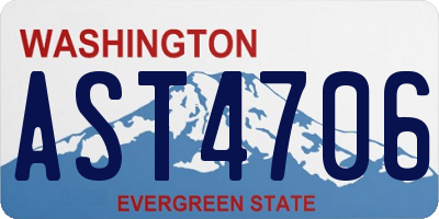 WA license plate AST4706