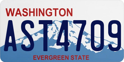 WA license plate AST4709