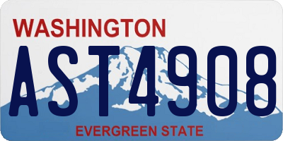 WA license plate AST4908