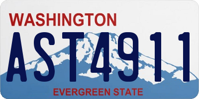 WA license plate AST4911