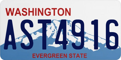 WA license plate AST4916