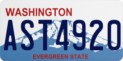 WA license plate AST4920