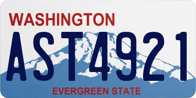 WA license plate AST4921