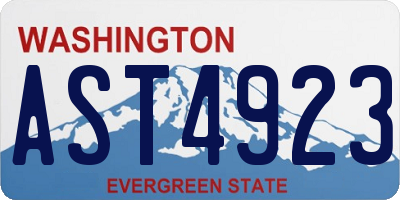 WA license plate AST4923