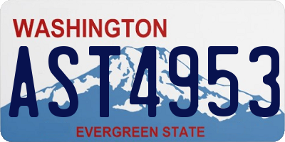 WA license plate AST4953
