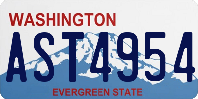 WA license plate AST4954
