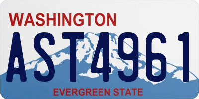WA license plate AST4961
