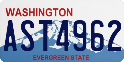 WA license plate AST4962