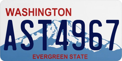 WA license plate AST4967