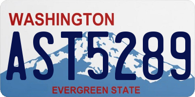WA license plate AST5289