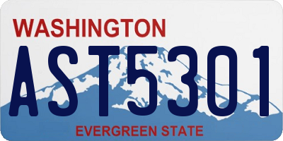 WA license plate AST5301