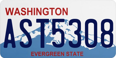 WA license plate AST5308