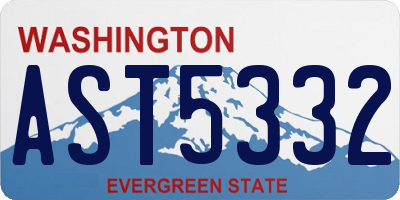 WA license plate AST5332