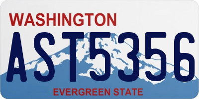 WA license plate AST5356