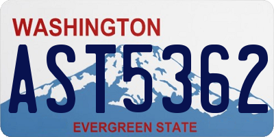 WA license plate AST5362
