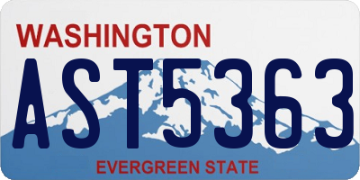 WA license plate AST5363