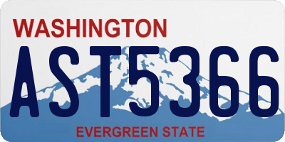 WA license plate AST5366