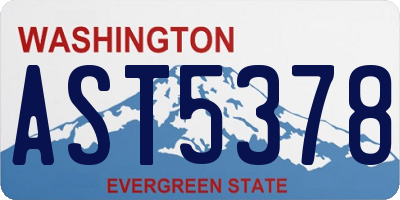 WA license plate AST5378