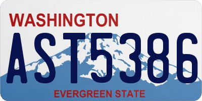 WA license plate AST5386