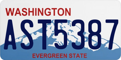 WA license plate AST5387