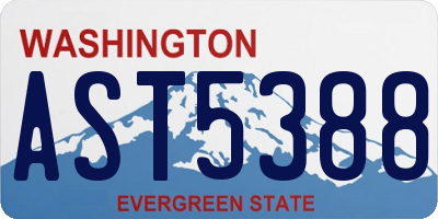 WA license plate AST5388