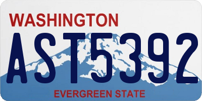 WA license plate AST5392