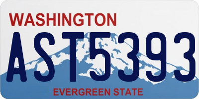WA license plate AST5393
