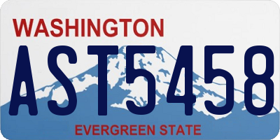 WA license plate AST5458