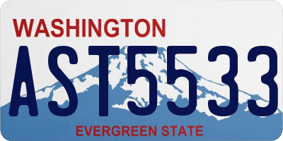 WA license plate AST5533