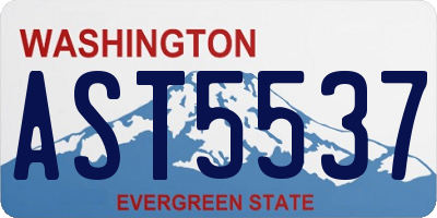 WA license plate AST5537