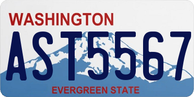WA license plate AST5567