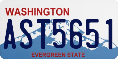 WA license plate AST5651